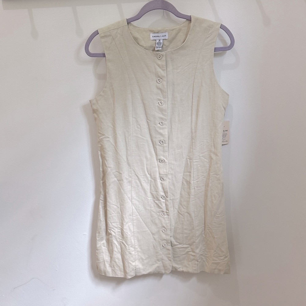 NWT Sincerely Jules Linen Blend Button Up Dress